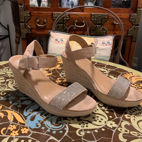 BRASH HEMP WEDGE with RHINESTONE STRAP Sz: 8.5 - Picture 3 of 6